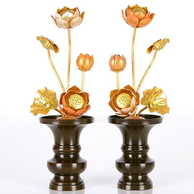 常花 仏具「アルミ常花 4寸5本立 淡彩色 一対」 小常花 仏具 仏壇用 造花 仏具用品 お供え 供花 仏花 おしゃれ かわいい コンパクト 仏壇 仏具 神具 激安仏壇店