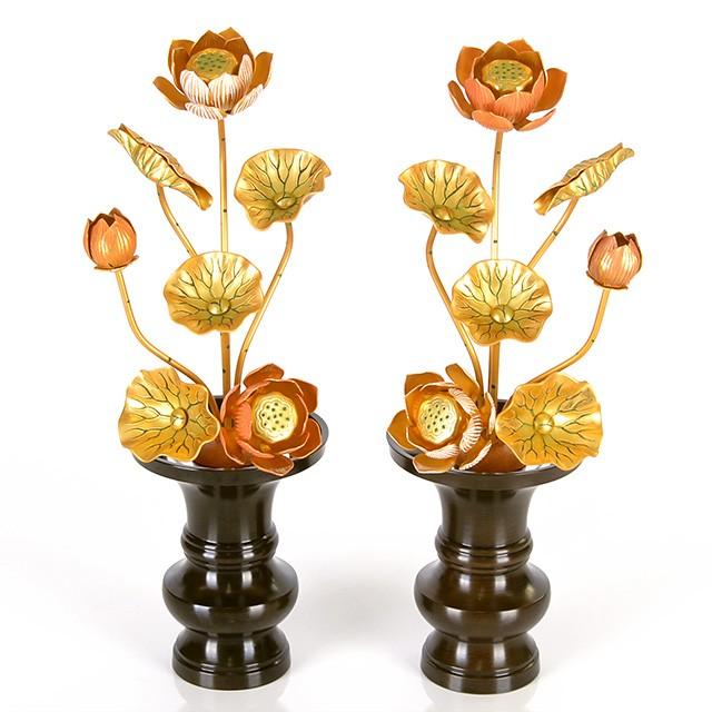 常花　8(仏具、仏壇) ゲキヤス仏壇店 常花 仏具 「アルミ常花 8寸7本立 淡彩色 一対」 小常