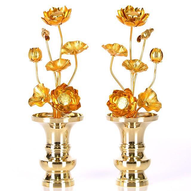 常花 仏具 「アルミ常花 7寸7本立 金色」 小常花 仏具 仏壇用 造花 