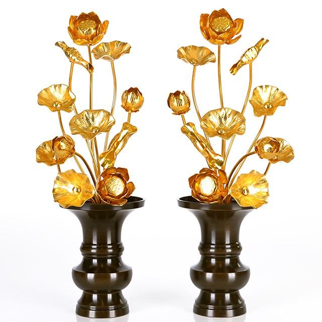 常花 仏具 「アルミ常花 尺寸11本立 金色」 小常花 仏具 仏壇用 仏具用品 お供え 供花 仏花 ks おしゃれ かわいい コンパクト 仏壇 仏具 神具 激安仏壇店