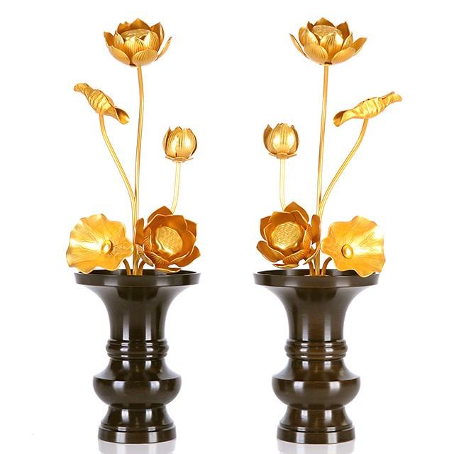 常花 仏具 「アルミ常花 5寸5本立 消金」 小常花 仏具 仏壇用 造花 仏具用品 お供え 供花 仏花 おしゃれ かわいい コンパクト 仏壇 仏具 神具 激安仏壇店