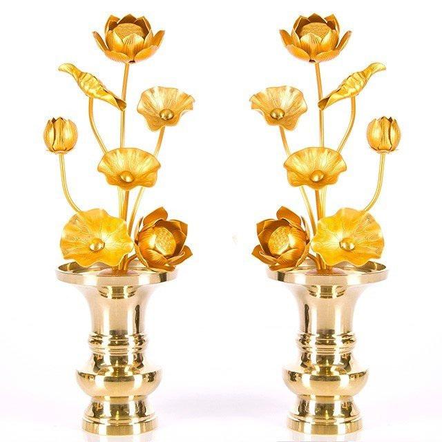 常花 仏具 「アルミ常花 6寸7本立 消金」 小常花 仏具 仏壇用 造花 仏具用品 お供え 供花 仏花 おしゃれ かわいい コンパクト 仏壇 仏具 神具 激安仏壇店