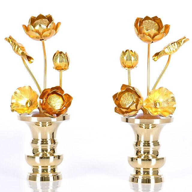常花 仏具 「真鍮製常花 6寸5本立 本金付」 小常花 仏具 仏壇用 造花 仏具用品 お供え 供花 仏花 おしゃれ かわいい コンパクト 仏壇 仏具 神具 激安仏壇店