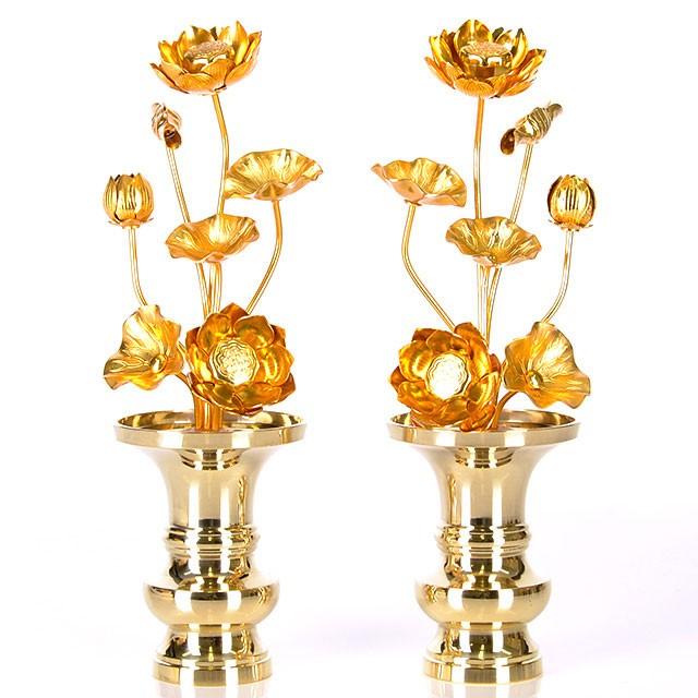 常花　12(仏具、仏壇) ゲキヤス仏壇店 常花 仏具 「真鍮製常花 12寸7本立 本金付」 小常花