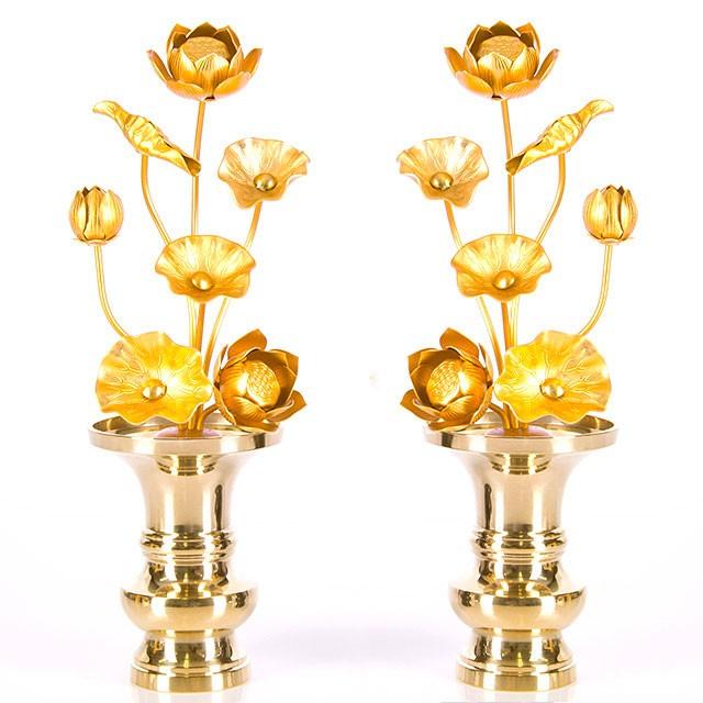 常花 仏具 「真鍮製常花 12寸7本立 消金」 小常花 仏具 仏壇用 造花 仏具用品 お供え 供花 仏花 おしゃれ かわいい コンパクト 仏壇 仏具 神具 激安仏壇店