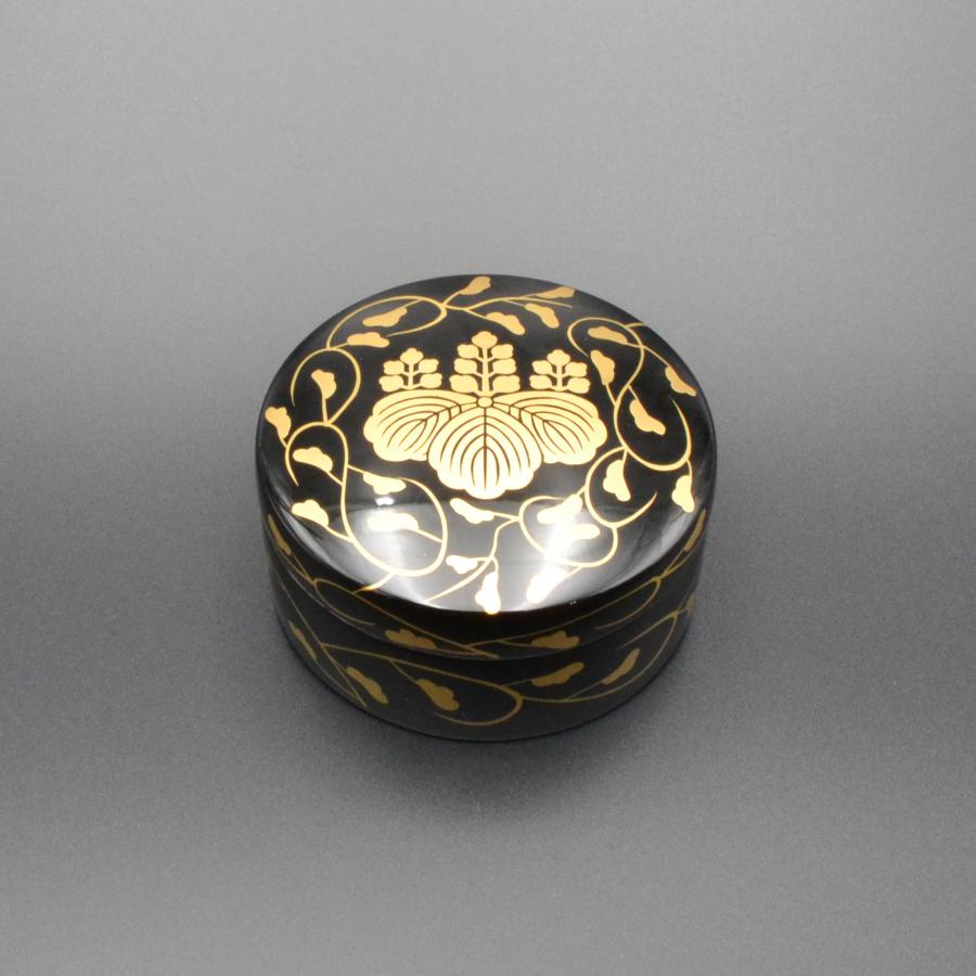 木製香合 桐紋 唐草蒔絵 2.5寸 寺院用仏具 法要 法事 儀式 葬儀 仏壇 仏具 切立型