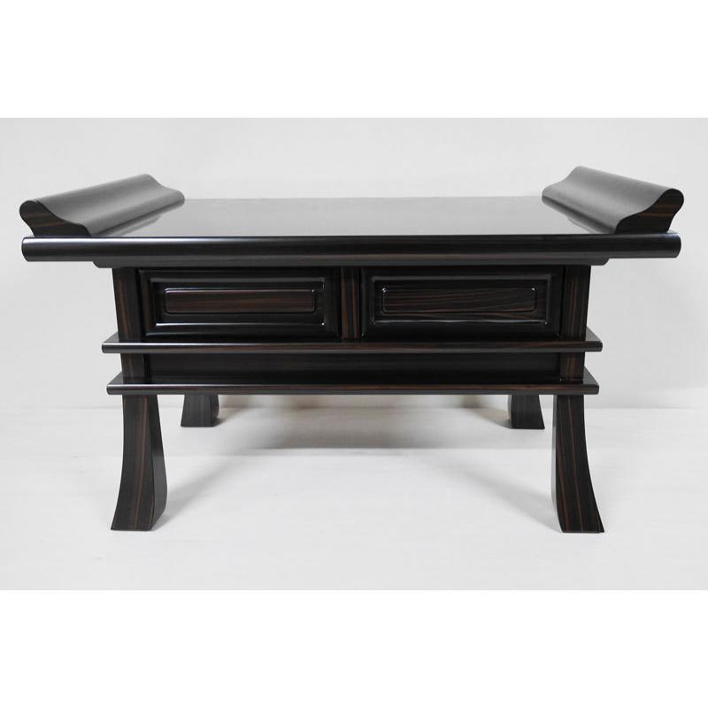 経机 仏壇用机 25号 黒檀調 木製 仏具 机 引き出し ブラック