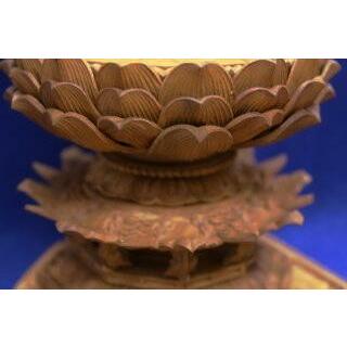 白檀 舟立弥陀 八角台座 舟型水煙光背 【諏訪明神】 3.5寸 浄土宗