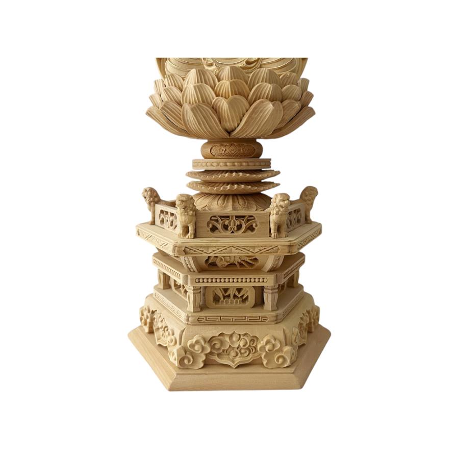 仏像 座釈迦 柘植 六角鬼面麒麟台座 水煙光背 眼入 2.5寸 釈迦如来 禅宗 曹洞宗 臨済宗_2