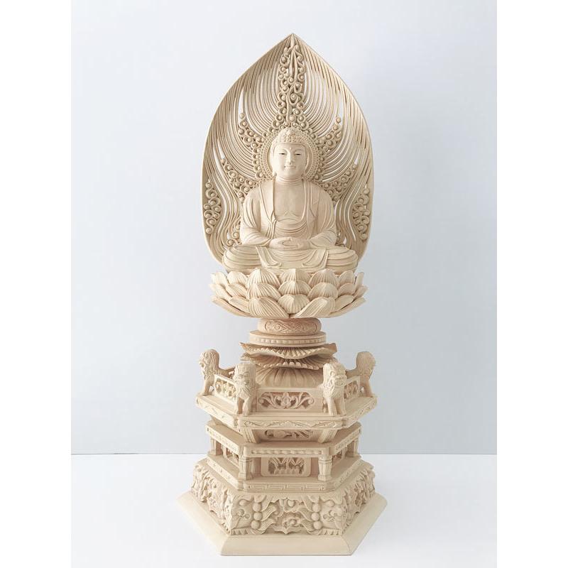 仏像 座釈迦 柘植 六角鬼面麒麟台座 水煙光背 眼入 3.0寸 釈迦如来 禅宗 曹洞宗 臨済宗