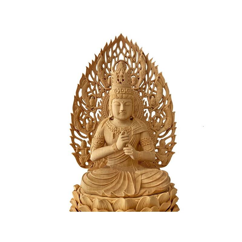 【セール・新品】 大日如来　柘植　八角台座 高さ約23.5㎝　上彫　真言宗 本柘植仏像 上彫り 六角台座 大日如来 【真言宗】 | 仏像の通販