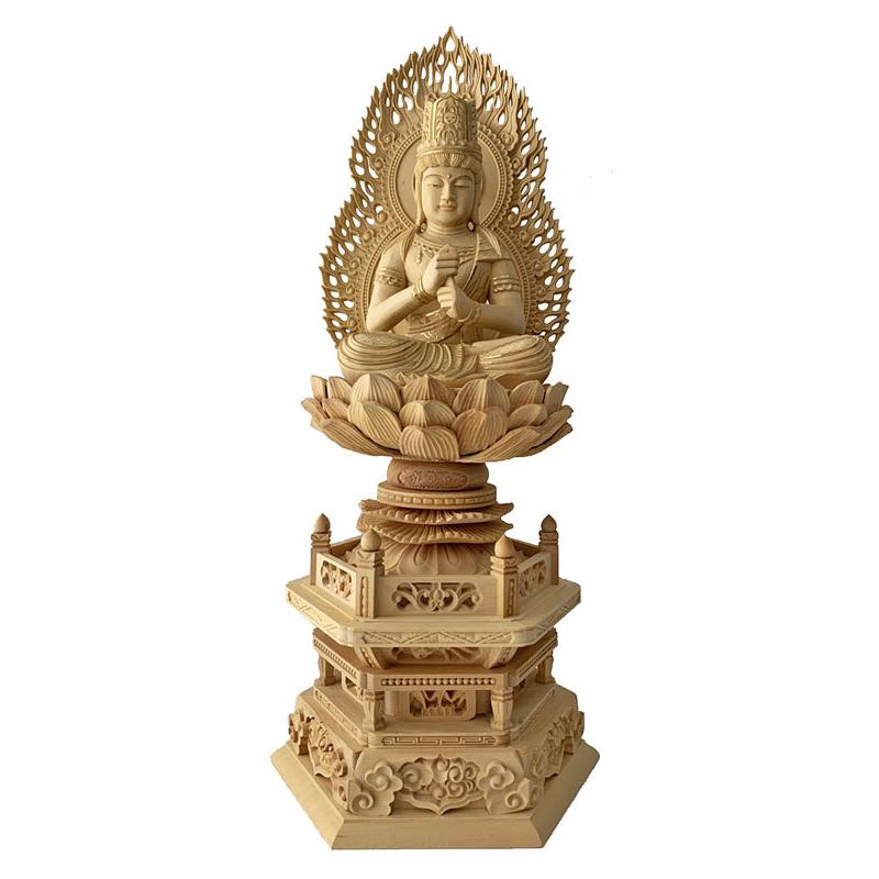 【最終値下げ】ご本尊　お仏像② フルセット 仏像 ご本尊 総ツゲ 六角台座 大日如来 火炎光背 金泥書 2寸 仏壇用