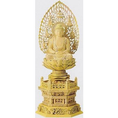仏像 座釈迦 柘植 切金淡彩 六角台座 飛天光背 2.5寸 釈迦如来 禅宗 曹洞宗 臨済宗