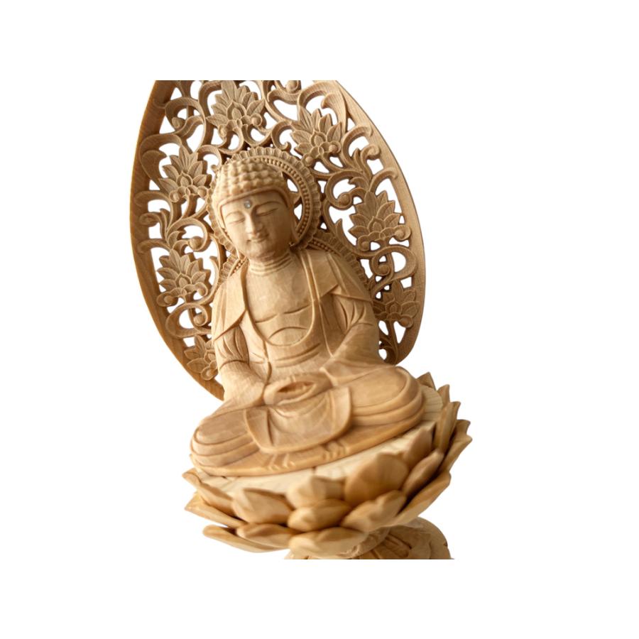仏像 座釈迦 丸台座 1.8寸 総白木 ヒノキ 木彫 禅宗 曹洞宗 臨済宗