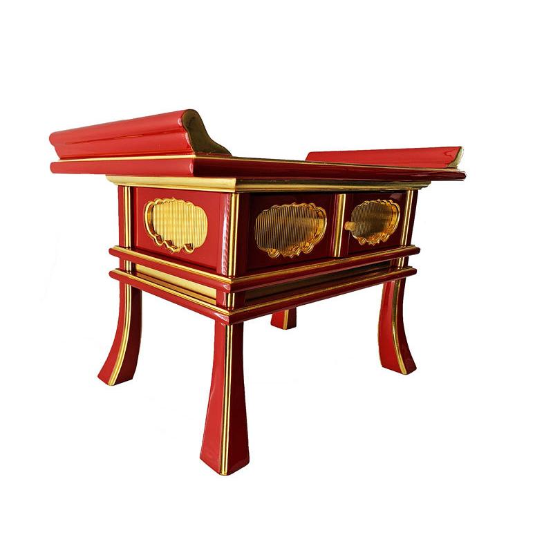 仏具 寺院用 各宗派 経机 中京型 朱色 金具なし 2尺5寸 机 : 仏壇職人