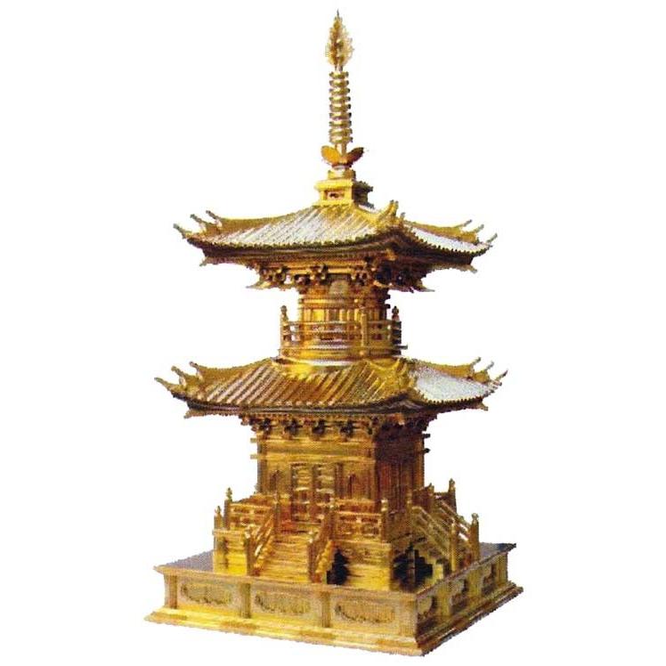 寺院 多宝塔 金具打 1尺 木製 純金箔 仏具 各宗派