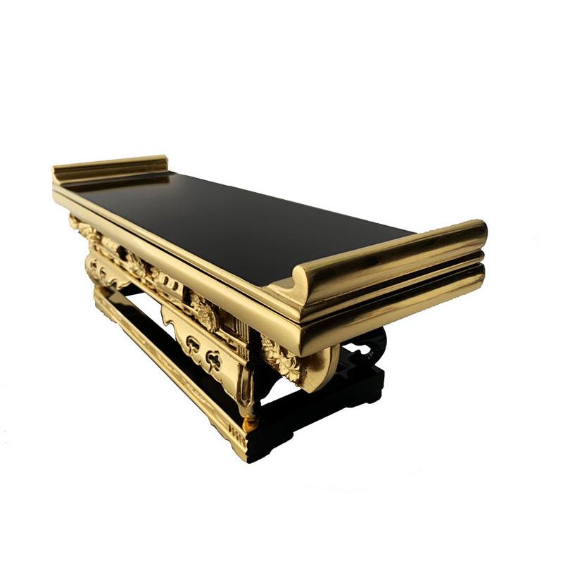 浄土真宗本願寺派 西 仏具 卓 前三段 前卓 16.0寸 黒塗り 金色