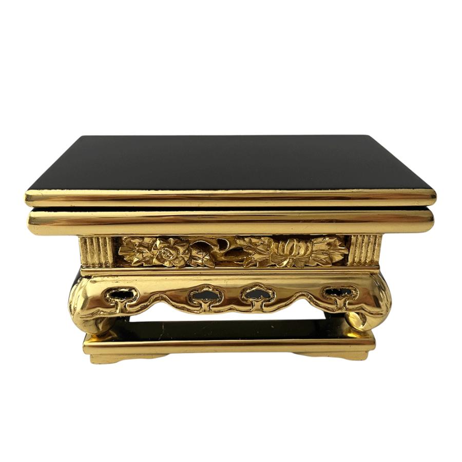 仏具 上卓 上前 華鋲卓 4.5寸 黒塗り 純金箔 机 卓 浄土真宗本願寺派