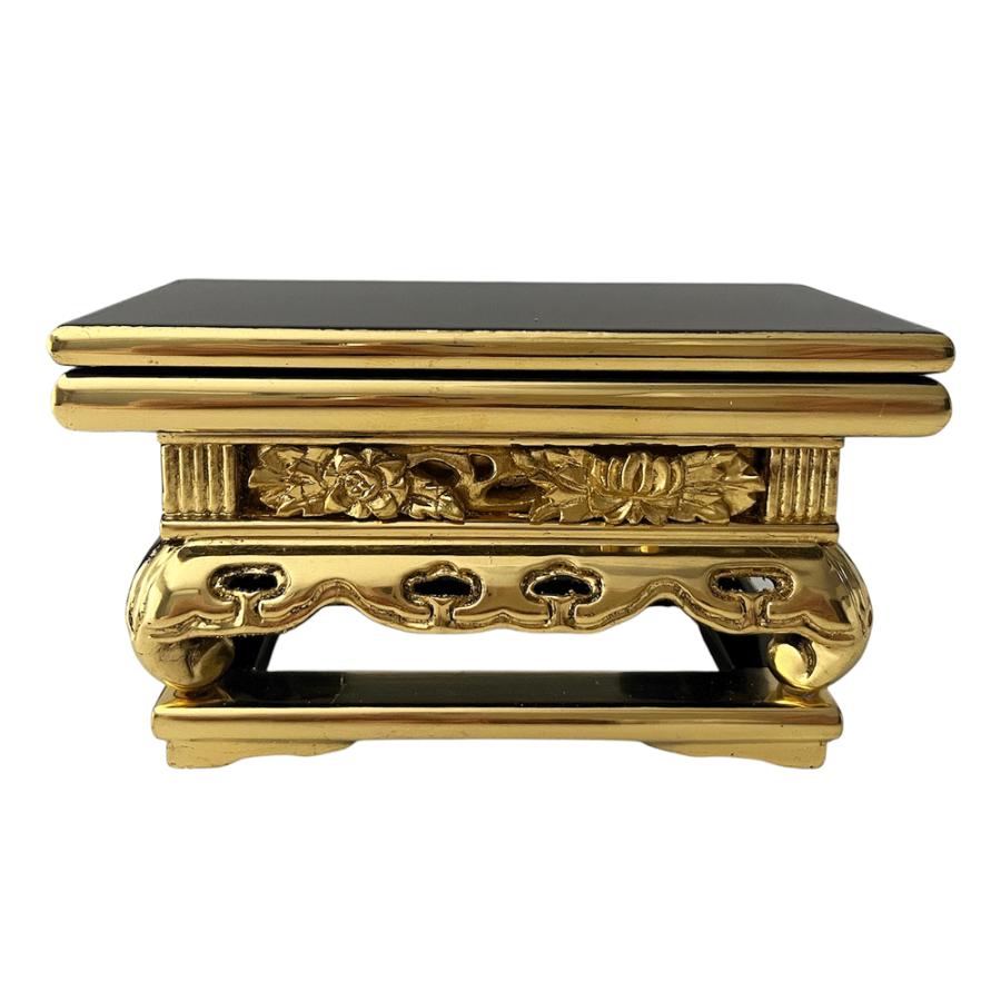 民間仕入れ品　中国明時代石仏　金張り貴重品J710A13-1 仏具 上卓 上前 華鋲卓 4.5寸 黒塗り 純金箔 机 卓 浄土真宗本願寺派