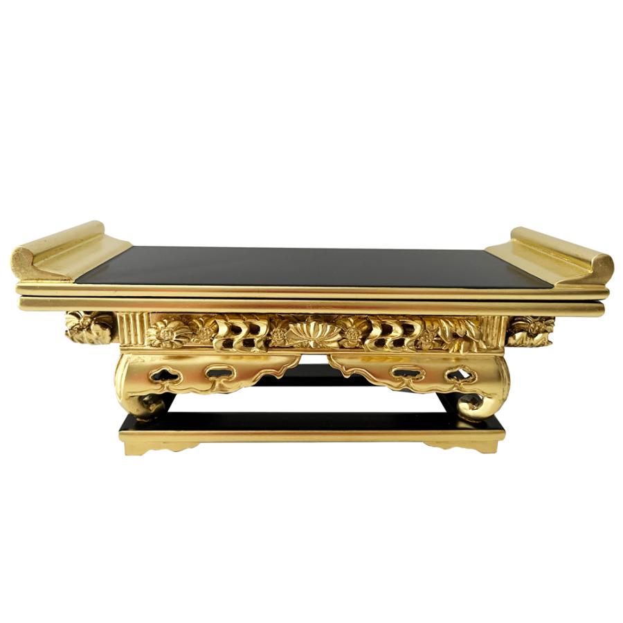 仏具 前卓 上前 10.0寸 黒塗 木製 純金箔 浄土真宗本願寺派 西 卓