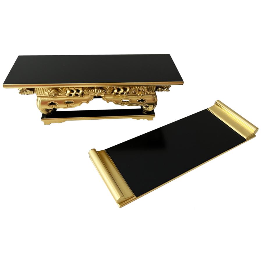 仏具 前卓 上前 10.0寸 黒塗 木製 純金箔 浄土真宗本願寺派 西 卓