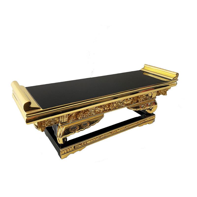 仏具 前卓 上前 16.0寸 黒塗 木製 純金箔 浄土真宗本願寺派 西