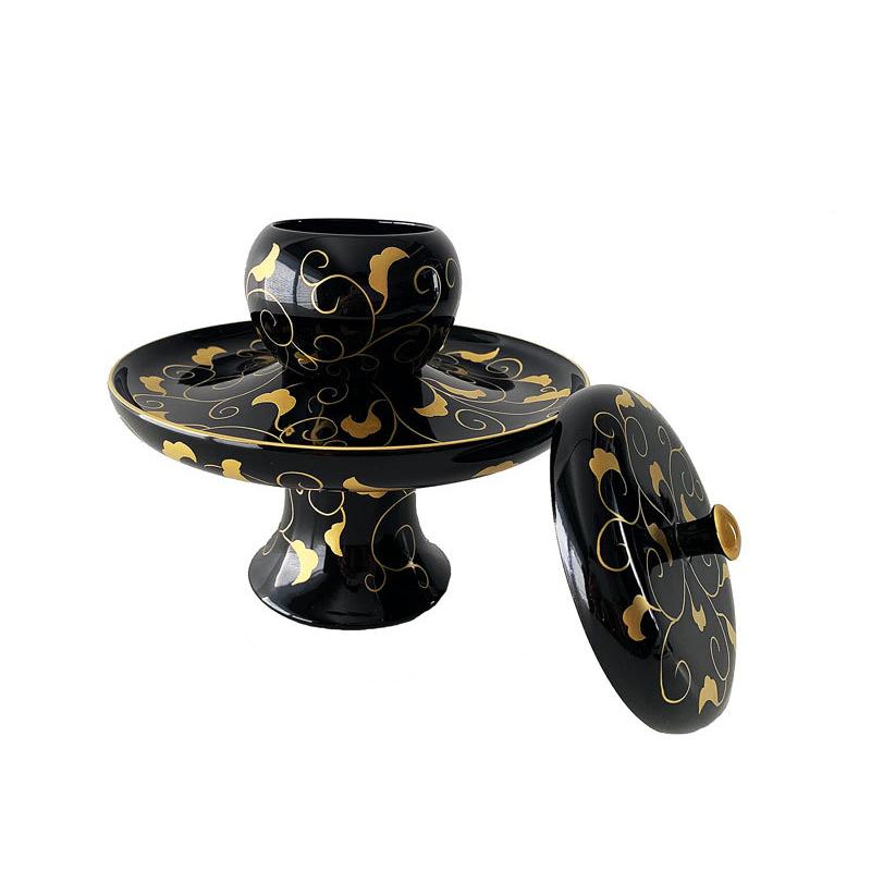 仏具 木製高月(御供物台)唐草蒔絵 七寸