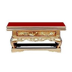 仏具 木製 純金箔 上前 華鋲卓 4.0寸 朱塗 花鋲卓  浄土真宗本願寺派 西 卓