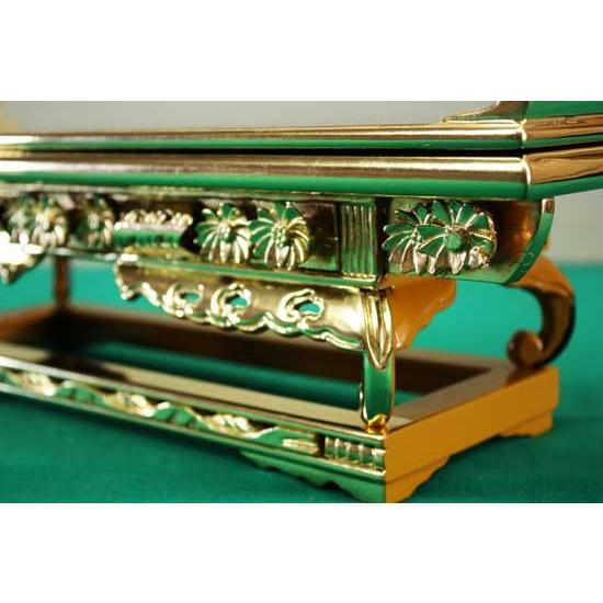 仏具 前卓 上前 西 20.0寸 朱塗 木製 純金箔 浄土真宗本願寺派 : 仏壇