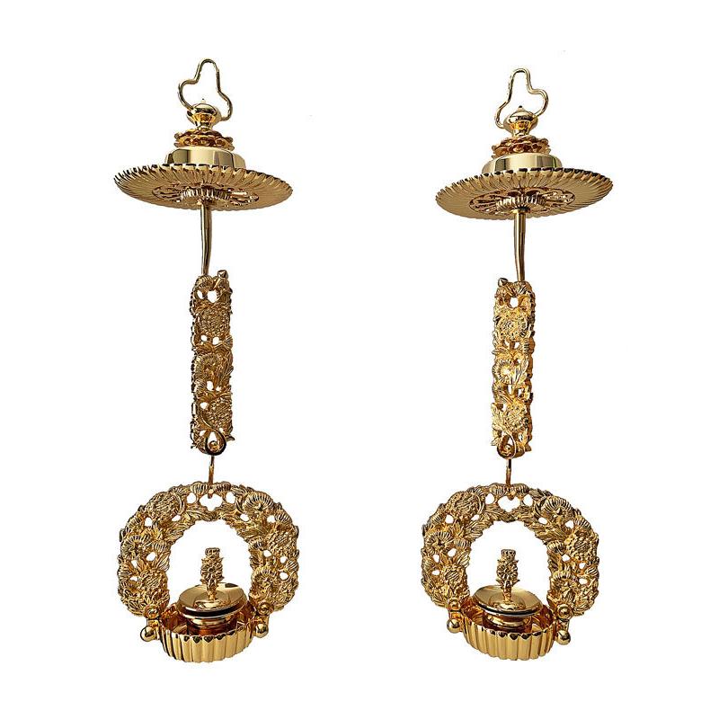 浄土真宗本願寺派 西 仏具 輪灯 金メッキ 菊輪灯 6.0寸 1対