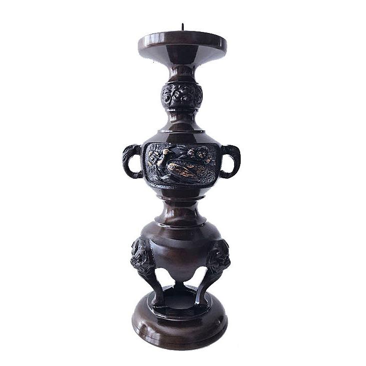 仏具 孔雀三具足 京色 3.5寸 仏具セット 浄土宗 禅宗 日蓮宗 天台宗