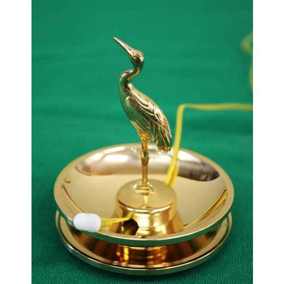 真宗大谷派 東 仏具 灯明 / トウミョウ 押え 鶴 (ツル) 小 電線の溝付