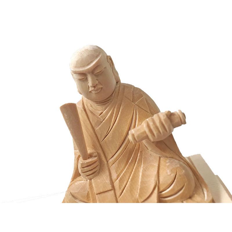 仏像 日蓮上人 ヒノキ 1.5寸 仏具 白木 日蓮宗 木彫 木製