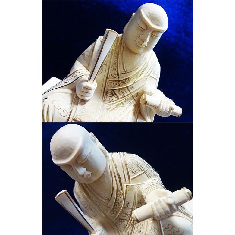 仏像 日蓮上人 総柘植 金泥書 3.0寸 仏具 日蓮宗