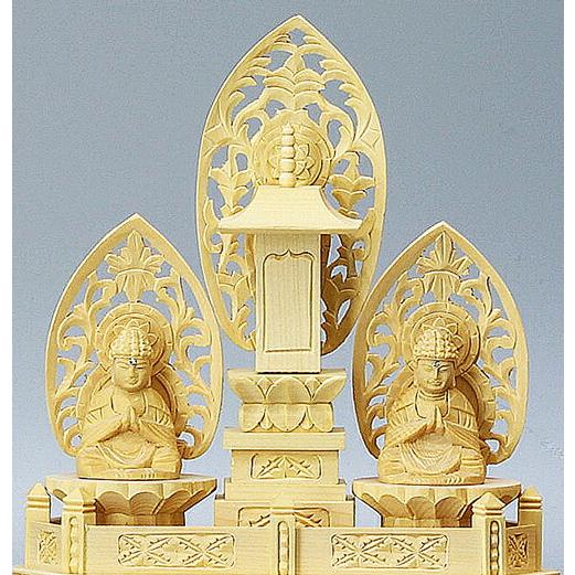 仏像 三宝尊 日蓮宗 白木 1.2寸 仏具_1