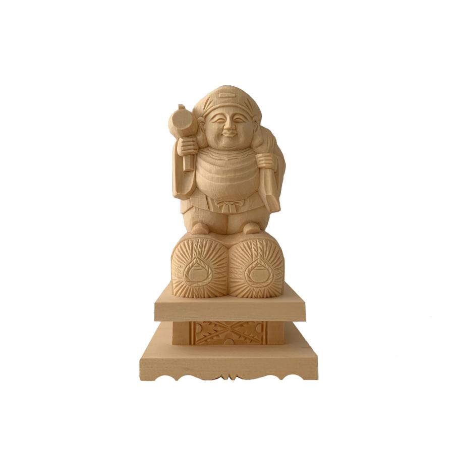 仏像 日蓮宗 総白木 大黒天 台付 4.0寸