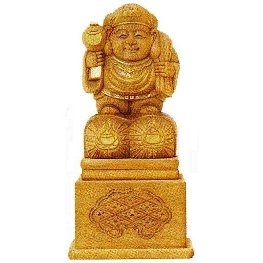 仏像 大黒天 楠木 金泥書 高台付 2.5寸 仏具 楠木地彫 06sainichi-20-1.