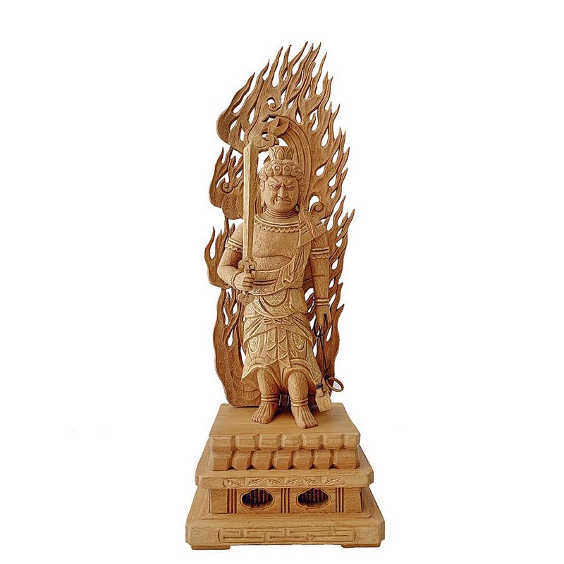 仏像 真言宗 楠木 不動明王 金泥書 6.0寸 仏具 木彫