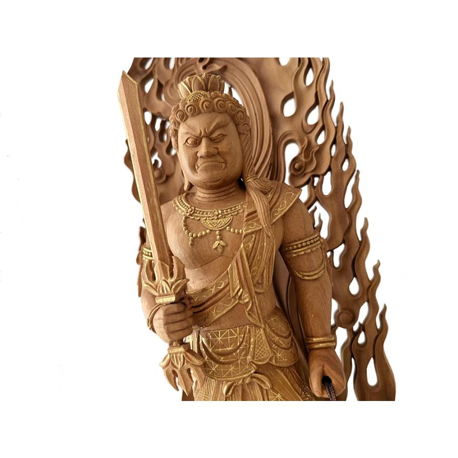 仏像 白檀 不動明王 金泥書 5.0寸 真言宗 不動尊 : 仏壇職人 関