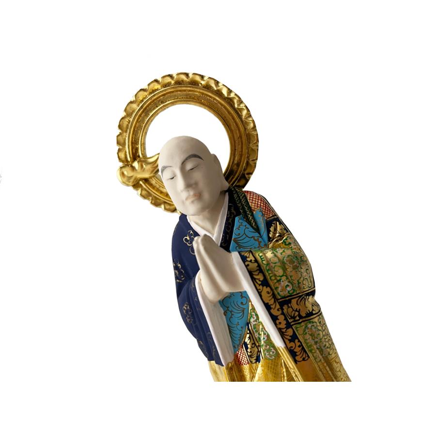 仏像 法然上人 善導大師 両大師 吹蓮華 京型彩色 純金箔 6.0寸 仏具 浄土宗 総木製_1