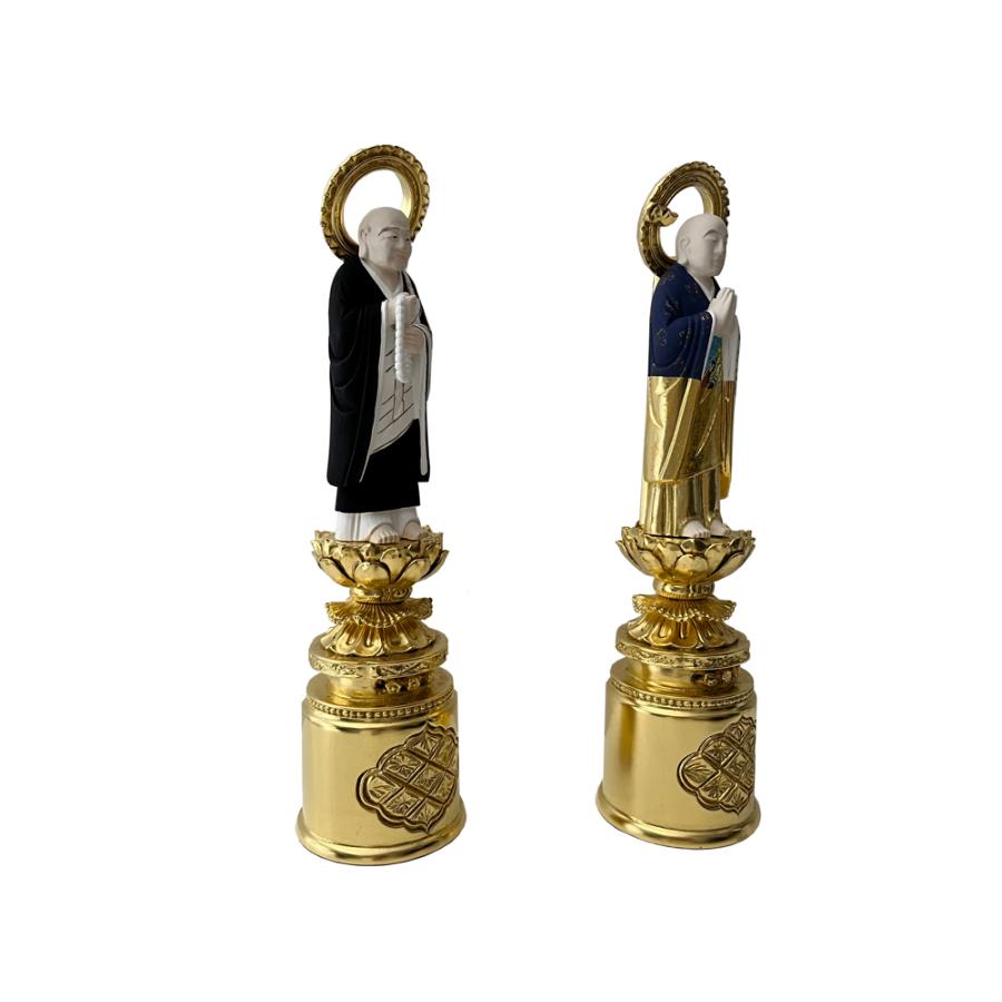仏像 法然上人 善導大師 両大師 吹蓮華 京型彩色 純金箔 6.0寸 仏具 浄土宗 総木製_4