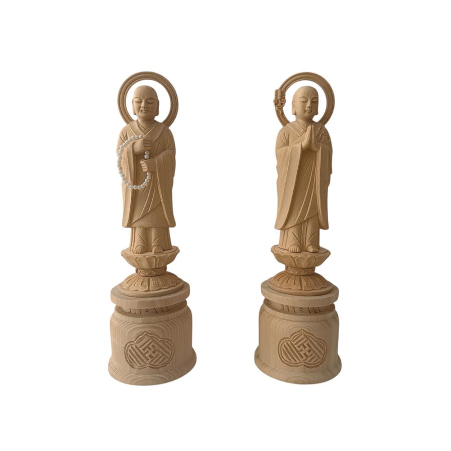 仏像 法然上人 善導大師 総白木 両大師 3.0寸 対 仏具 浄土宗 : 仏壇 