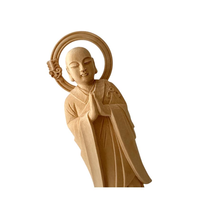 仏像 法然上人 善導大師 総白木 両大師 3.0寸 対 仏具 浄土宗 : 仏壇 