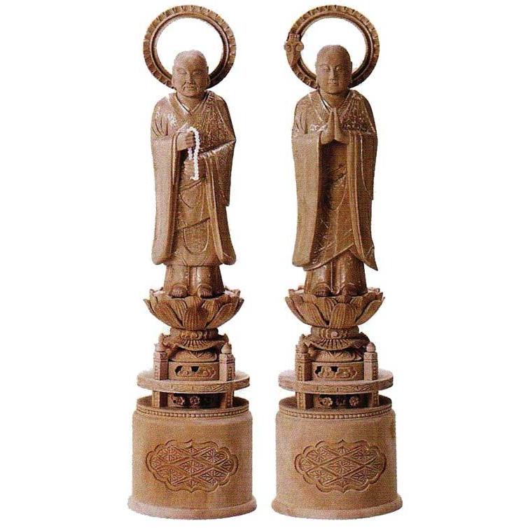 仏像 総白檀 法然聖人君子 善導聖人君子 両聖人君子 金泥書 4.5寸 仏具 浄土宗 仏像-美術、工芸品-楽器、手芸、コレクション