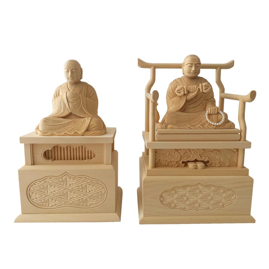 仏像 興教大師 弘法大師 真言宗智山派 白木 2.5寸 : 仏壇職人 関工作所