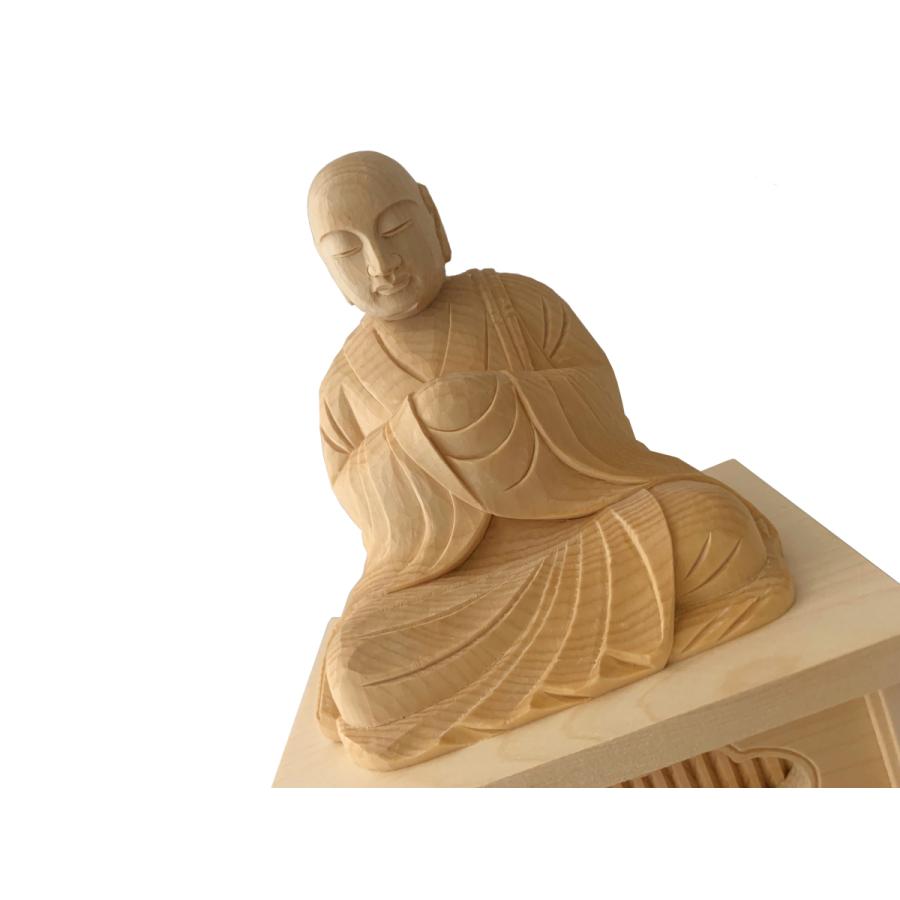 仏像 興教大師 弘法大師 真言宗智山派 白木 2.5寸 : 仏壇職人 関工作所
