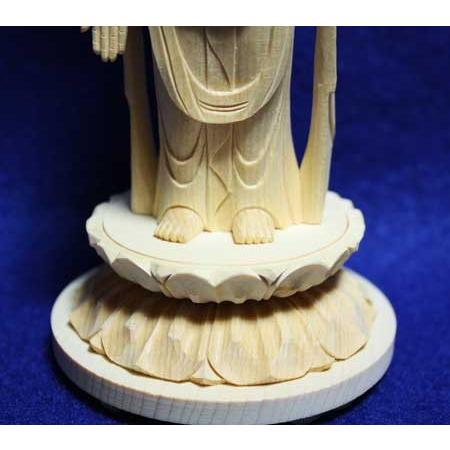 宝珠光背 聖観音 白木 丸台座 4.5寸 【恵比須】