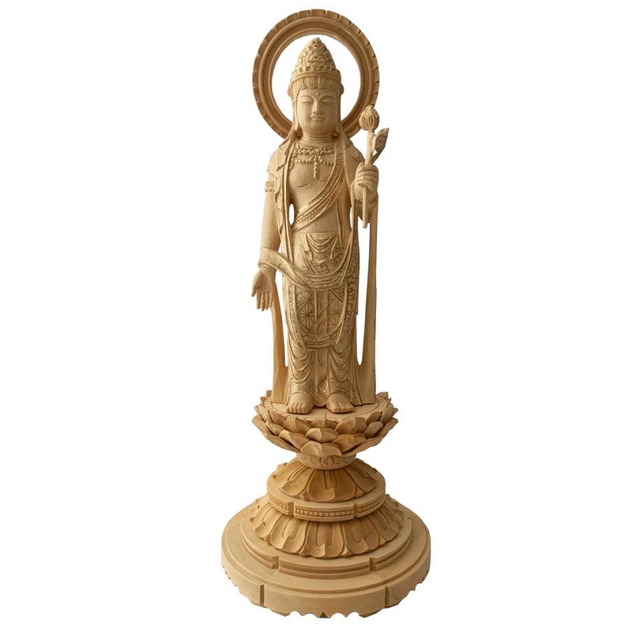 仏像 聖観音 輪光背 総柘植 丸台座 仏金泥 6.0寸 仏具 : 仏壇職人 関