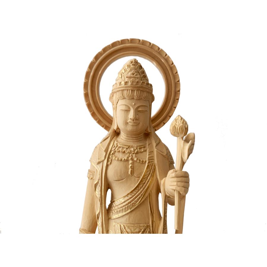仏像 聖観音 輪光背 総柘植 丸台座 仏金泥 6.0寸 仏具 : 仏壇職人 関