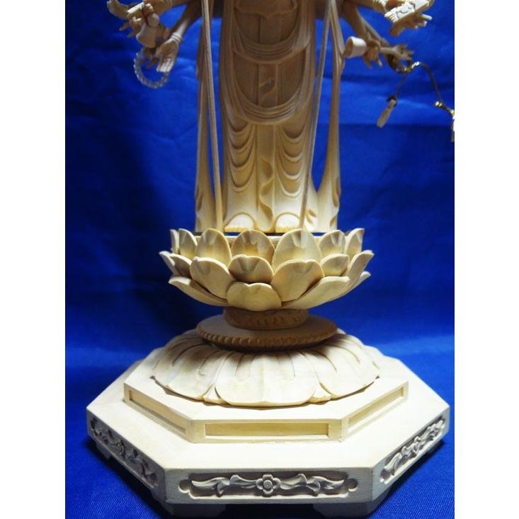 仏像 十一面千手観音 総柘植 八角台座 櫛光背 4.5寸 : 仏壇職人 関工作